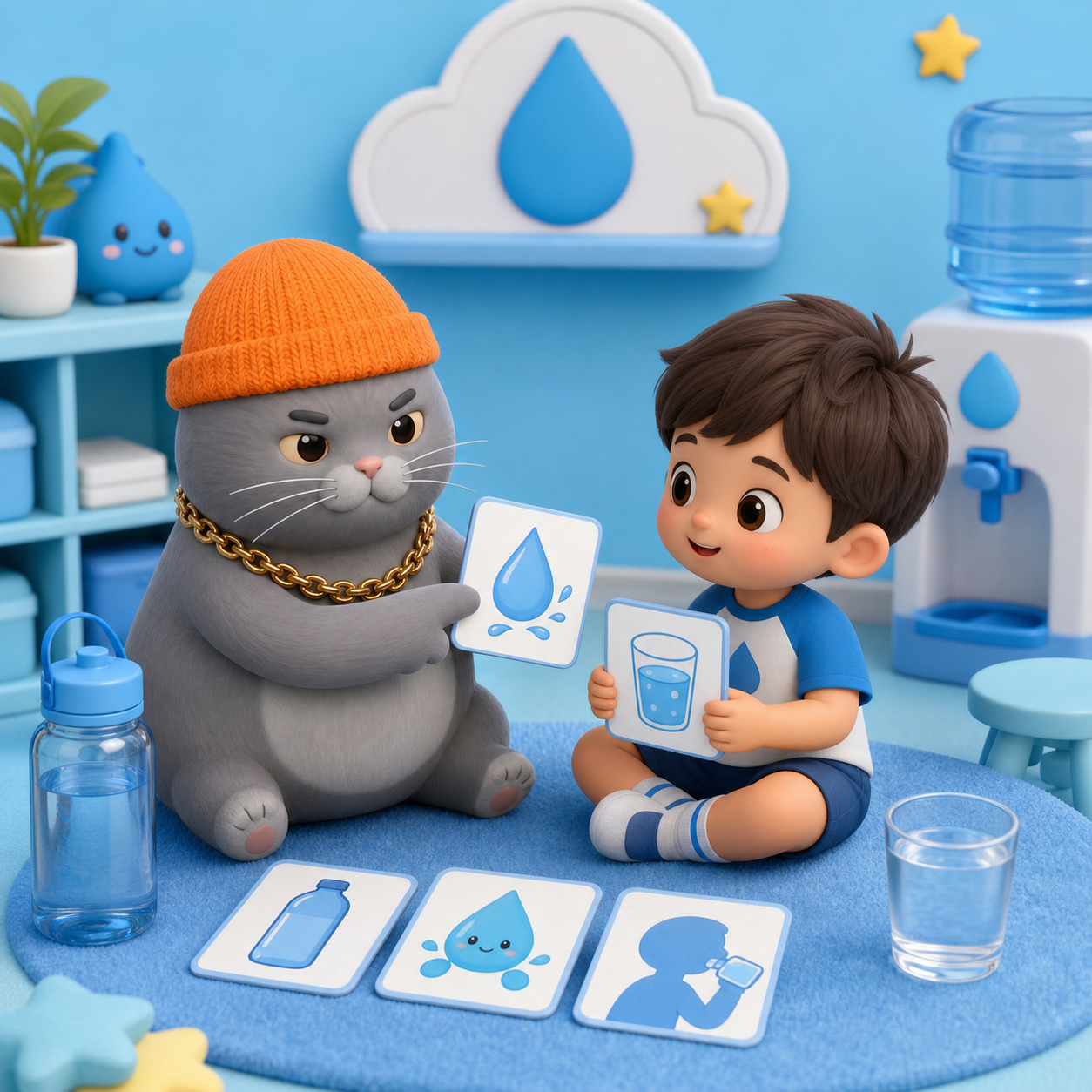 MC BUTTER teaching a child about drinking water