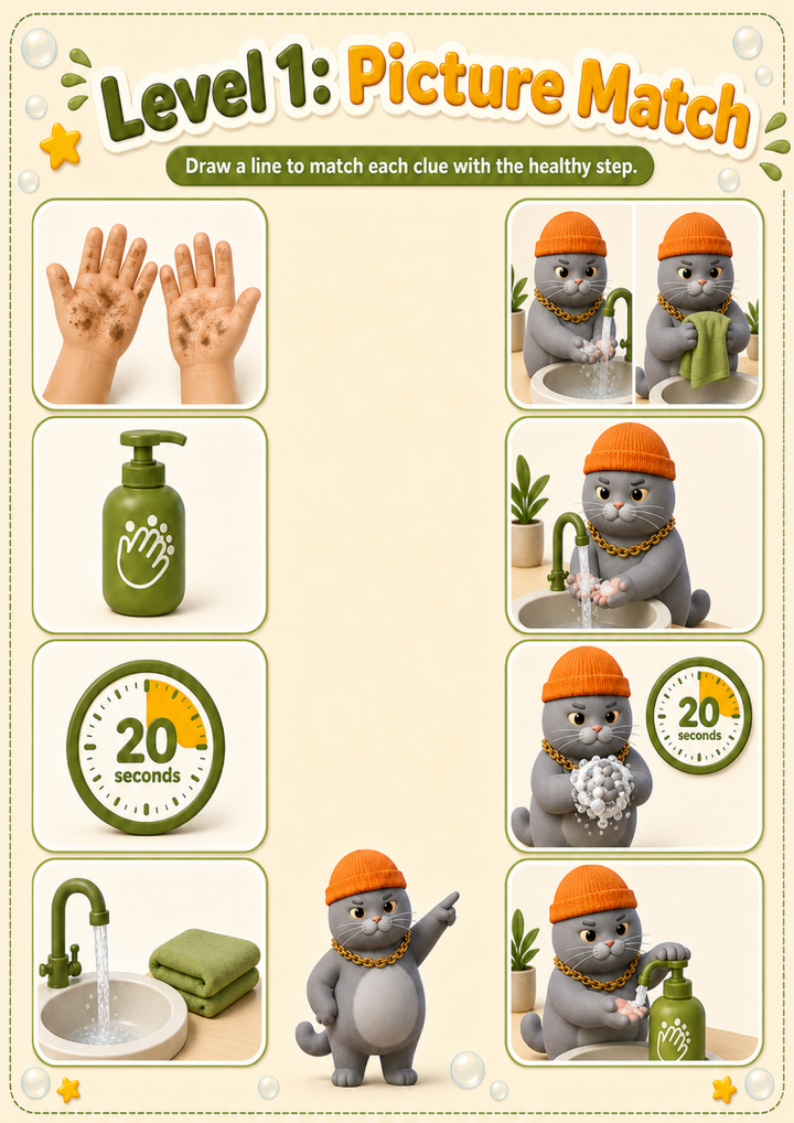 Wash Hands Matching Game preview