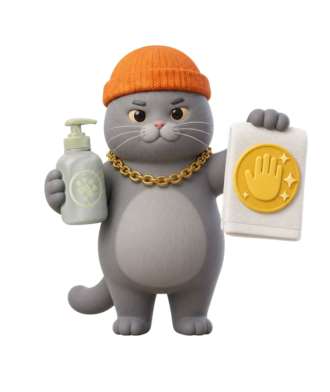 MC BUTTER holding soap and a clean hands reward